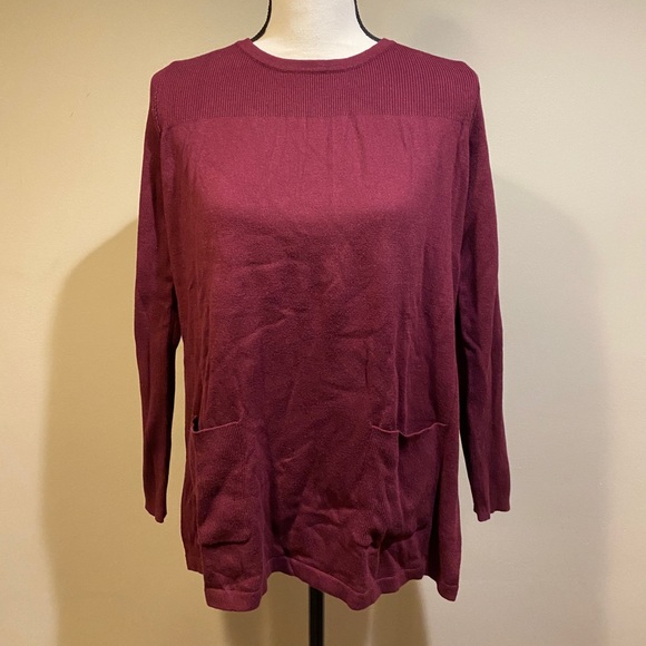 Joseph A. Wine Maroon Crewneck Pullover Sweater - Picture 2 of 9